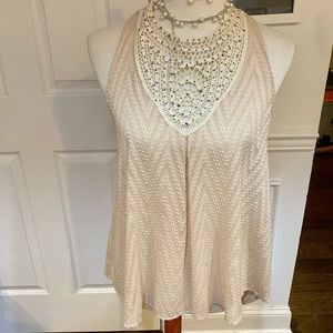 ASTR Sleeveless Crochet Racerback Loose Fit Top, S